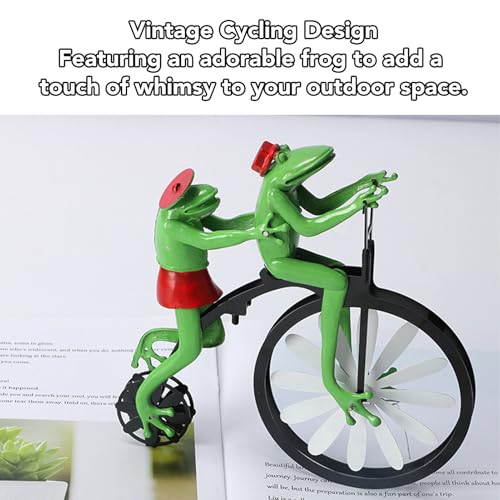 Spinner de vent grenouille cycliste décoration de terrasse extérieure rétro - 3