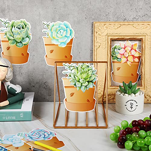 60 Pieces Potted Succulents Cut-Outs Watercolor Succulents Cutouts 12 Styles Succulents Accents Decor Succulent Bulletin Board Paper-Cuts Classroom Wall Party Decoration With 100 Glue Point Dots #TOP3