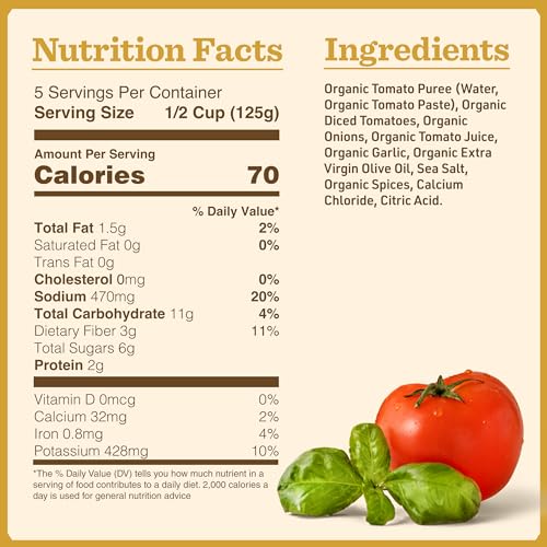 Image of Bertolli Organic marinara sauce, Organic pasta sauce, 24 oz (Pack of 6)
