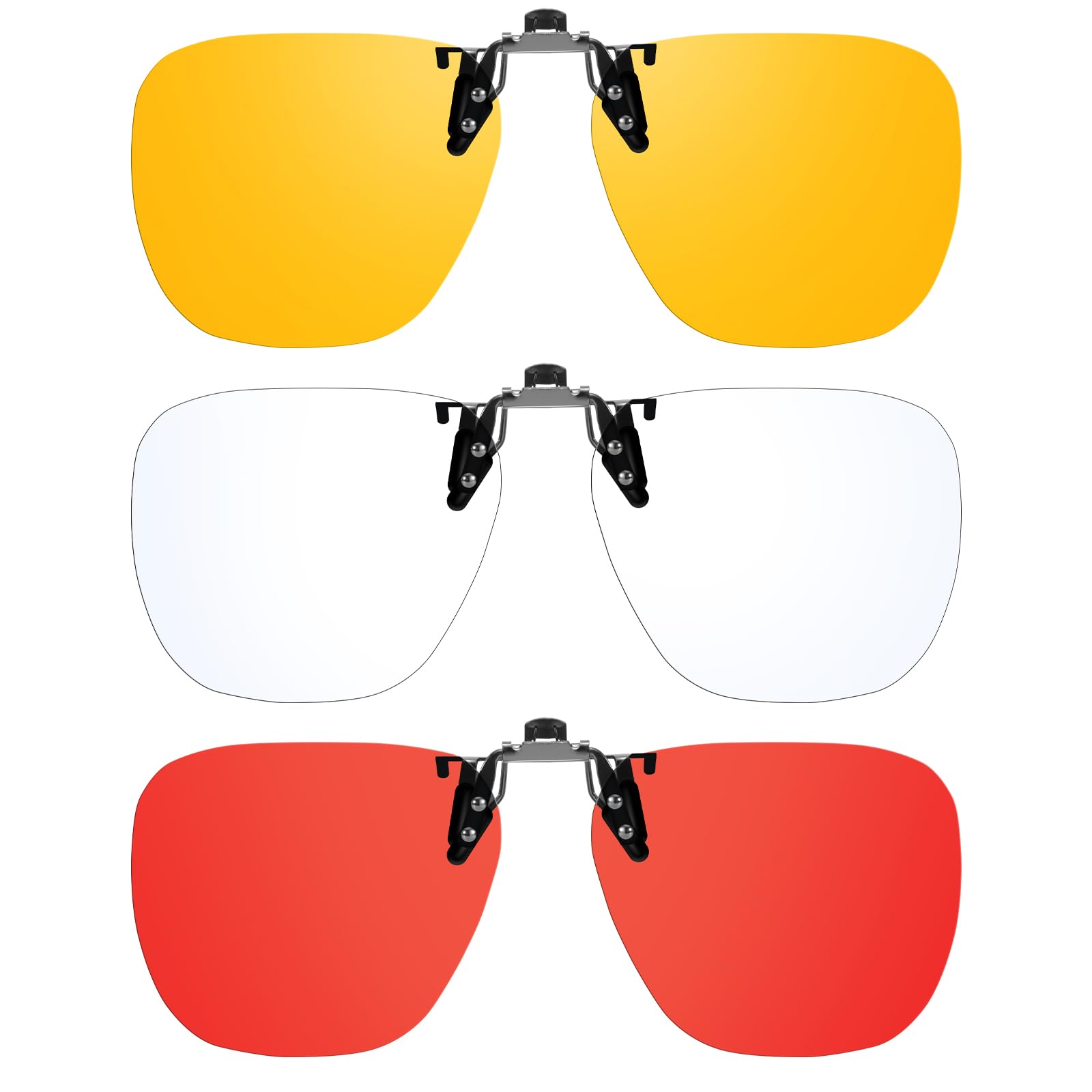 VIEWBETTER 3 Pack Clip On Blue Light Blocking Glasses for Eyes Strain/Light-Sensitive Flip Up Computer Gaming Glasses BL1008