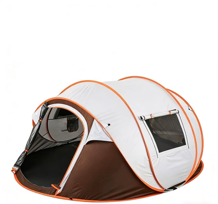 Carpa portátil pop-up para 4 a 6 personas color blanco y marrón miniatura 1