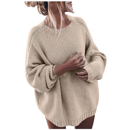 Women's Oversized Sweaters Batwing Sleeve Mock Neck Jumper Tops Chunky Knit Pullover Sweater