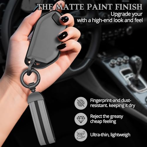 Image of for Kia Key Fob Cover Accessories,Matte TPU Material, with a Cute Leather Keychain,for Telluride,Carnival,K5 gt line，K5，Forte，K4，Sorento, Sportage and Other Models. (Matte Gray, Model-1)