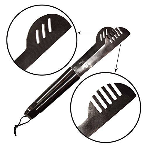 Grill Tongs - 20% THICKER STAINLESS STEEL WON'T BEND - Dishwasher Safe 17"