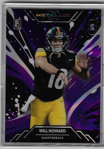 Will Howard Serial Numbered #3/5 Raywave Foil Board Purple Parallel Rookie Card Collectible Football Card - 2024 Wild Card American Metallix Football Card #WMP-WH (Steelers)