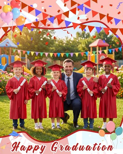 Image of Xuhal 6 Set Preschool Graduation Cap and Gown Set Kindergarten Grad Gowns Children Graduation Cap with 2026 Grad Tassel