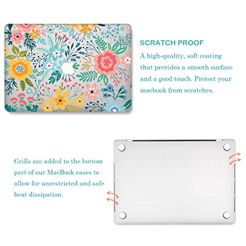 MacBook Case Flower Laptop Case Plastic Hard Shell for MacBook Air 11.6-inch Model A1465/A1370 with Keyboard Skin Cover and Screen Protector - Thumbnail 5