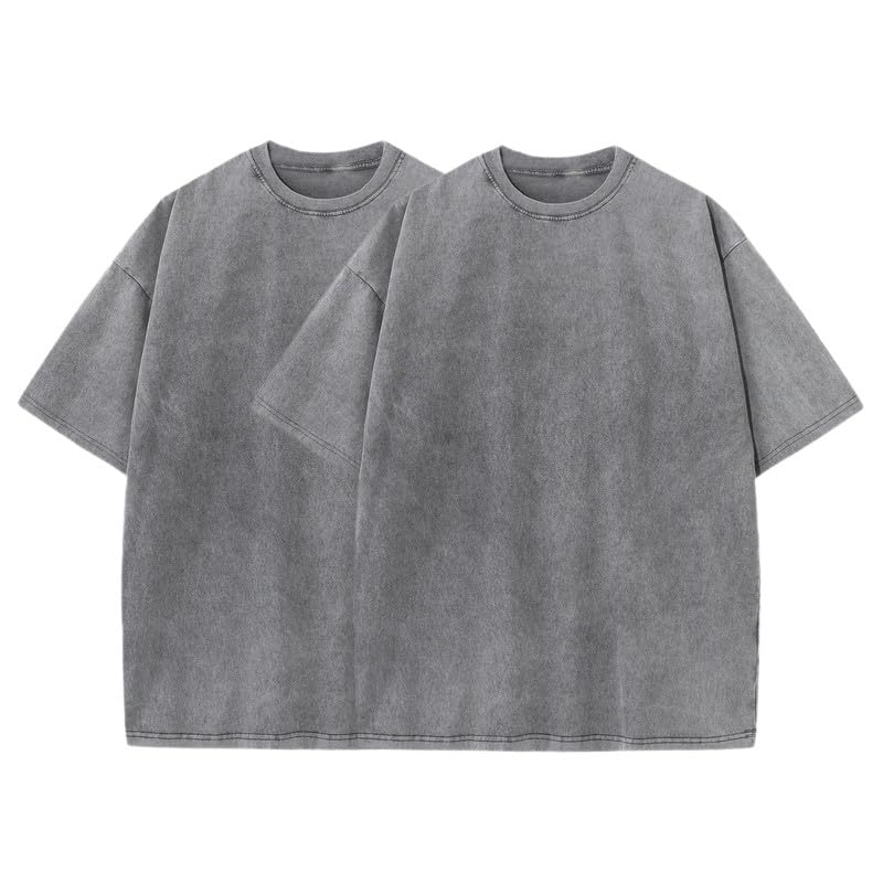 T-Shirts Pack:Unisex Cotton Crew T Shirts Bulk Short Sleeve Heavyweight Vintage Tees Mix Colors Clothes Basic Tops