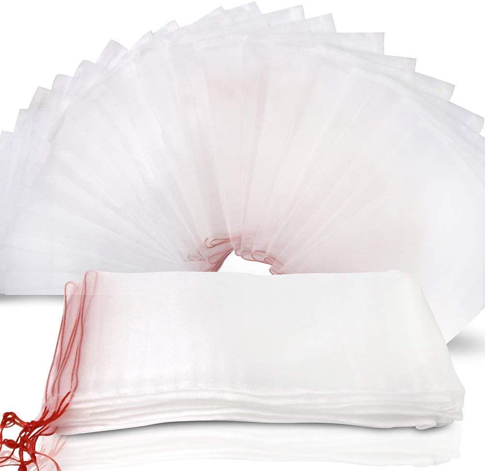 Zimble Fruit Protect Bags, 12"x8" Drawstring Net Barrier Bag, Nylon Mesh Garden Plant Fruit Flower Netting Protection Bag (10)