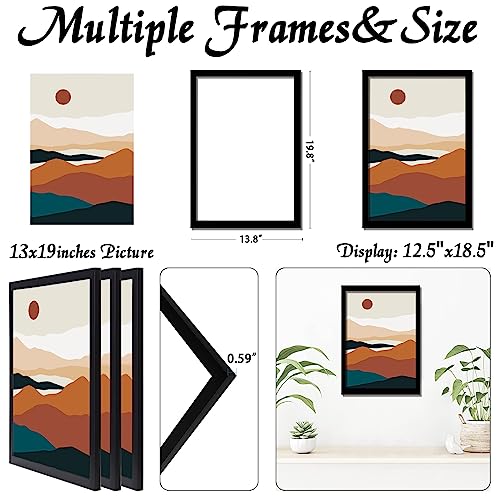 ijuerybai Bilderrahmen, 33 x 48 cm, Schwarz, 3 Stück, hochtransparenter Rahmen für 33 x 48 cm große Fotocollage, Leinwand, Poster… – Ansicht 3