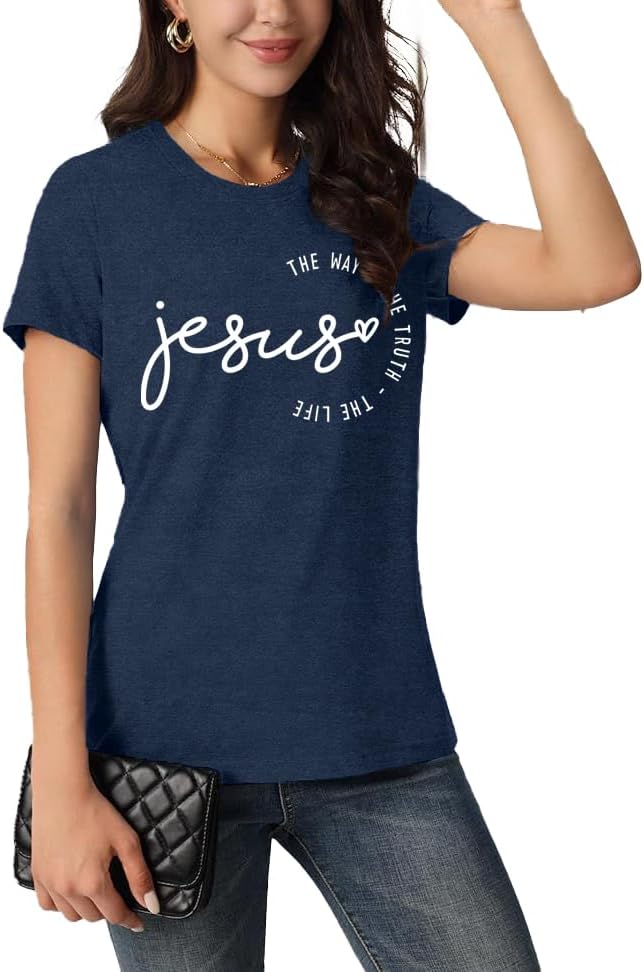Christian Shirts for Women Jesus Shirt Inspirational Short Sleeve - Image 2