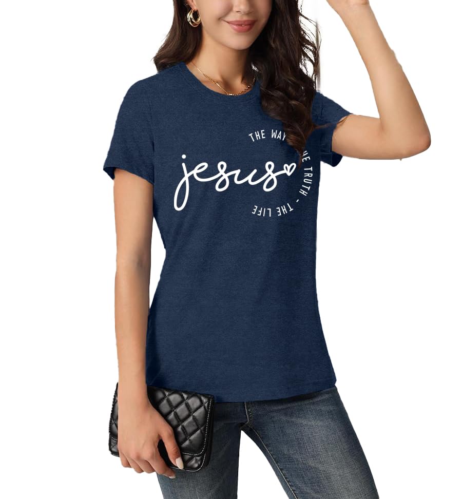 Christian Shirts for Women Jesus Shirt Inspirational Short Sleeve2