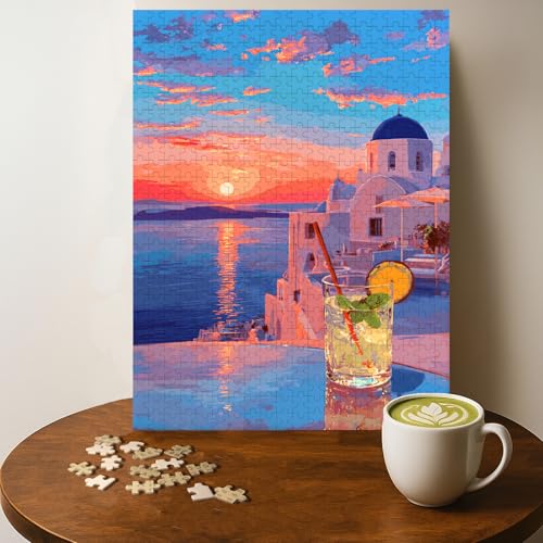 Casse-tête Santorini Sunset Scenery 500 pcs, puzzle bois