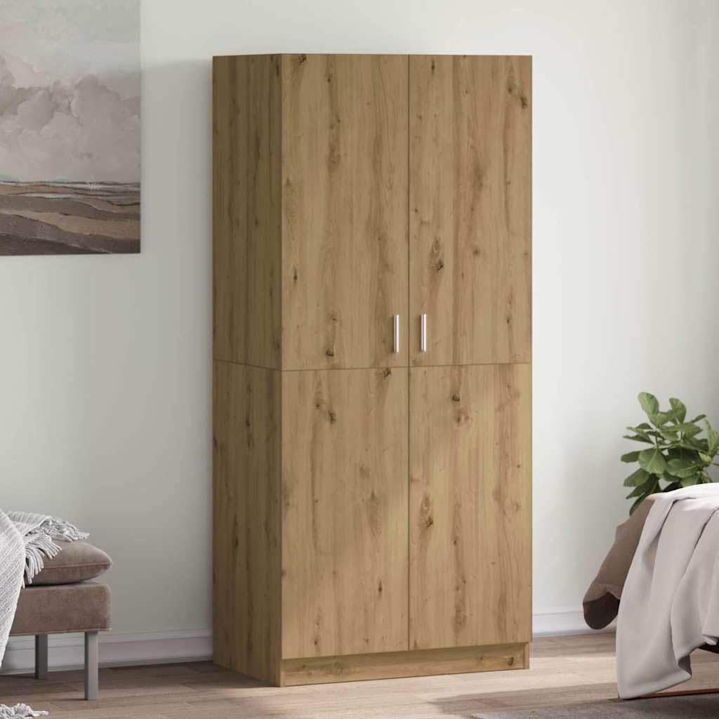 Willood Kleiderschrank 90x52x200 cm Holzwerkstoff Garderobenschrank Garderobe Schrank Schlafzimmerschrank Dielenschrank (Eiche handwerklich)