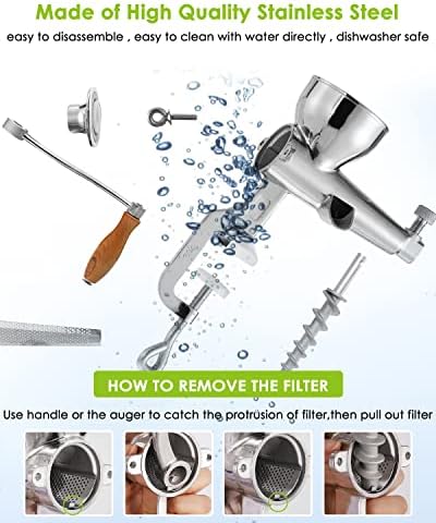 Moongiantgo Manual Wheatgrass Juicer Extractor Stainless Steel Manual Juicer for Juicing Wheat Grass Celery Kale Spinach Parsley Pomegranate Apple Grapes Fruit Vegetable (Classic Style)