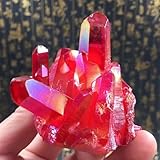 Red Flame Aura Quartz Crystal Cluster Ornaments (Size : 50-60g)