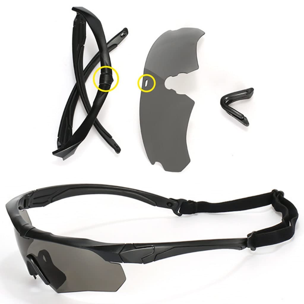 TS TAC-SKY Lunettes Tactiques antibuée, Lunettes de Sport avec 3 lentilles interchangeables Lunettes de tir Unisexe, Protection UV400 Lunettes Airsoft