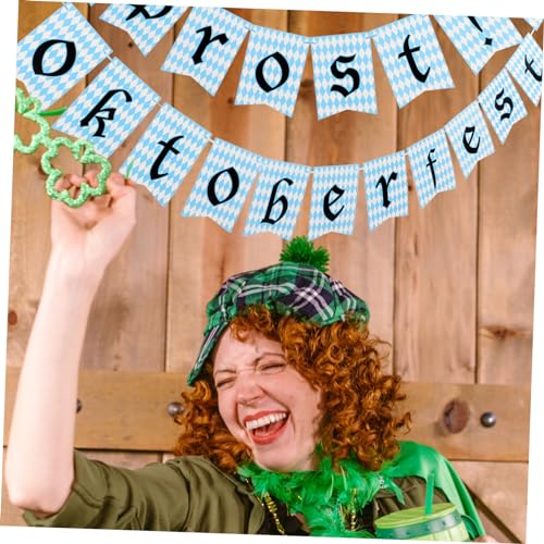 Cabilock 2 Sätze Oktoberfest Bierfahnen Und Banner Und Schilder Bierparty-dekoration Festivalfahnen Mit Stangen Wimpelbanner Festival-banner Bierfest-banner Pole Foto Girlande Papier