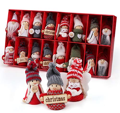 Sweelov 16-teiliges Set Weihnachtswichtel Anhänger Wichtel aus Holz...