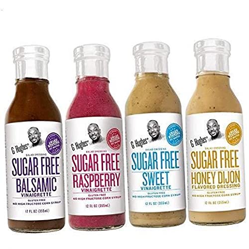 G. Hughes Sugar Free Salad Dressing Bundle including (4-pack Honey Dijon, Sweet, Raspberry, and Balsamic) 1