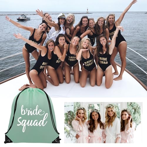 PartyGifts&beyond Bridesmaid Gift Drawstring Bags 10Packs Bride Squad Gift Bags for Bachelorette Party Bridal Drawstring Bags for Wedding Gifts(Sage Green) 7