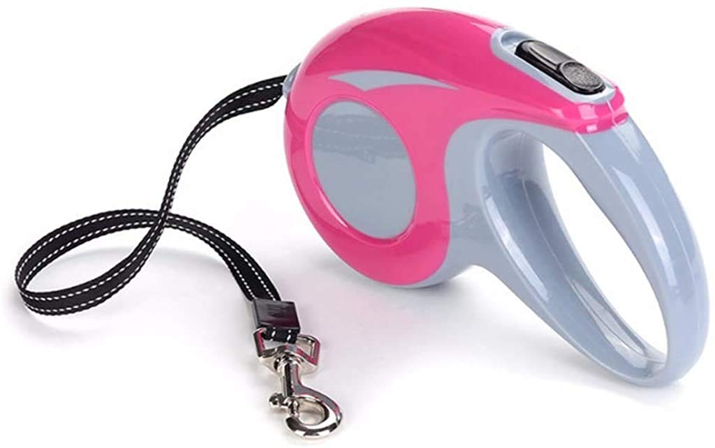 FASITE Security Retractable Dog LEASH, 16.5' Pet Scalable Walking Rope, Automatic Extendable Traction Rope For Small/Medium/Large Dogs（Pink)