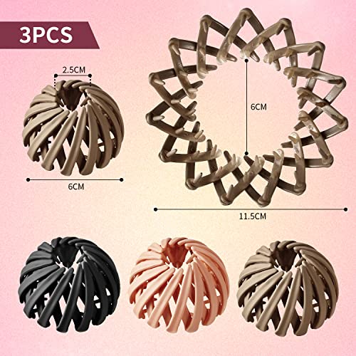 Luvadeyo 3 Stück Haarspangen für Damen, Vintage Vogelnest Haarklammern Große Haarclips Haargreifer Haar Accessoire Haarschmuck für Mädchen Damen, Einfarbig