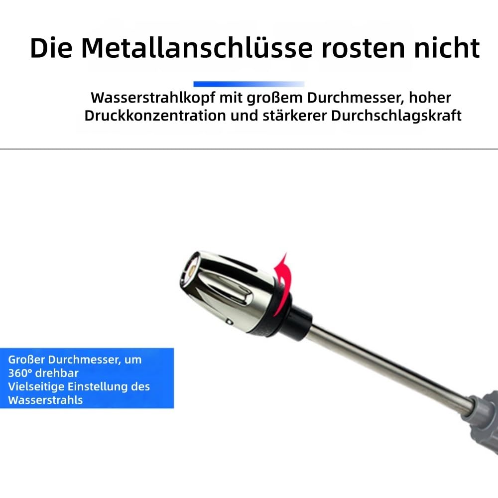 Hochdruck Sprühpistole für Gartenschlauch, 5 einstellbare Sprühmodi, verstellbare Wasserstrahlfunktion, geeignet für Autowäsche, Garten und Terrasse (Grün)