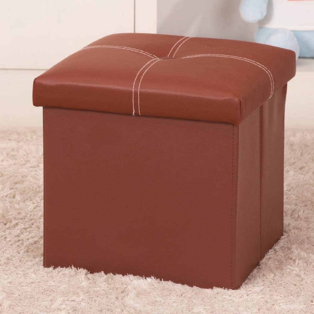Repose-Pieds Ottoman Pliable contre le Désordre | Petit Tabouret Gain de Place Couleur Café