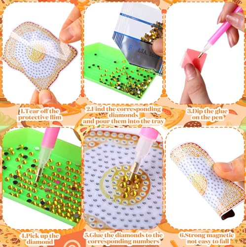 Kit de 30 Imanes Decorativos de Arte Diamante Temática Comida miniatura 6