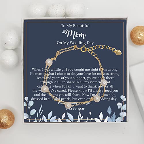 Bride to Mother Gift. Bride to Mom Bracelet. Mother Of The Bride Gift From Daughter. Real Natural Freshwater Pearl Bracelet for Mother on Wedding Day. Mom gifts2