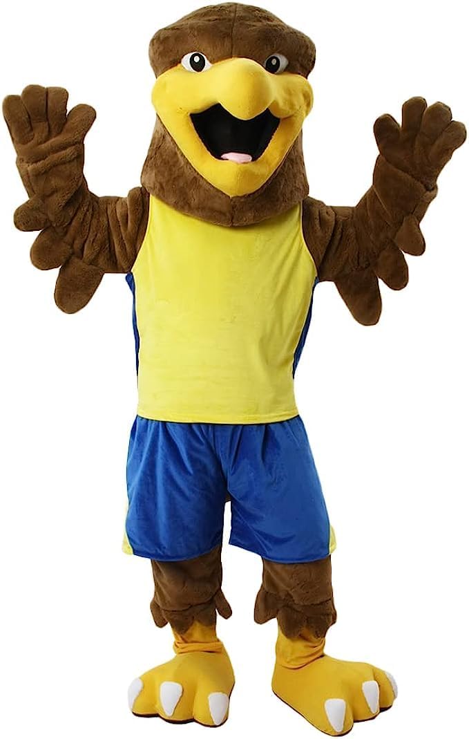 Brown Eagle Mascot Costume Adult Size for Men & Women with Built-in Fan Inside the Head