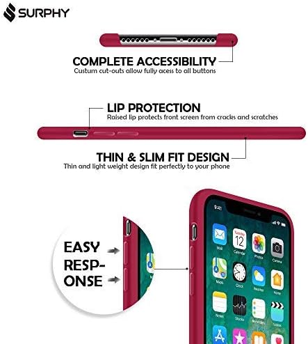 SURPHY Silicone Case Compatible with iPhone Xs MAX Case 6.5", Slim Soft Liquid Silicone Rubber Full Body Protection Phone Case Cover with Microfiber Lining for iPhone Xs MAX Case 6.5" Rose Red