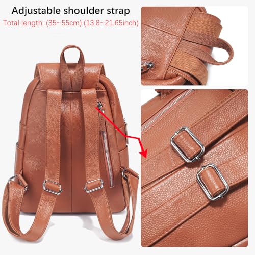 Image of zency 15 Colors Real Soft 100% Genuine Leather Women Backpack Fashion Ladies Travel Bag Preppy Style For Woman (Brown)