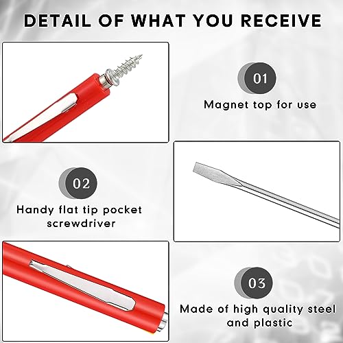 Image of Honoson 10 Pieces Pocket Screwdriver Mini Tops and Pocket Clips Magnetic Slotted Small Screw Driver with a Single Blade Head for Mechanical, Electrician(Colorful)