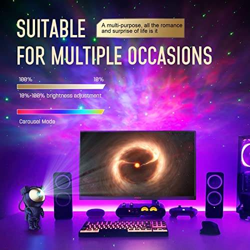 Image of Mooyran Galaxy Projector for Gaming Room Decor - Black Astronaut Star Projector, Cool Stuff for Men's Bedroom Accessories, LED Nebula Light with Remote, for Teen Boys & Gamers