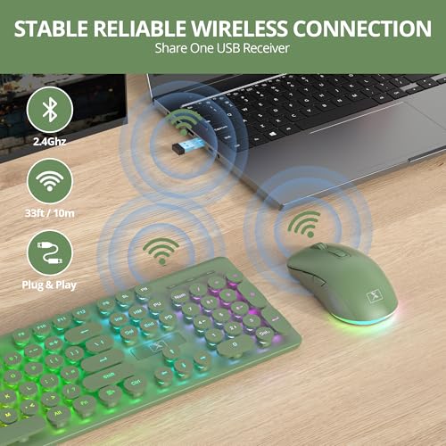Clavier sans fil pour PC portable rechargeable vert 2,4 GHz