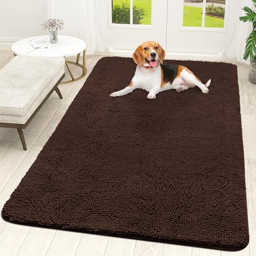 OLANLY Door Mat chenille dog mat absorbing moisture and trapping dirt