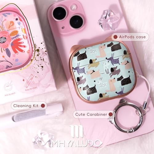 Image of for AirPods 4 Case with Cleaning Kit, Cute Cat Ear Print Design & Cute Buckle, Inverted Phone Holder Design, Top Safe Lock Buckle Design, for Girls AirPods 4 case 2024, Rose Gold Animal