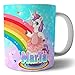 Taza de unicornios para niñas, personalizada con nombre, taza unicornio arcoíris.