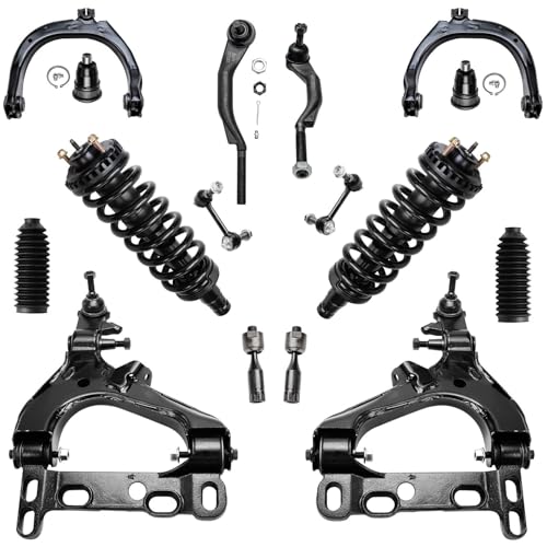 Image of Detroit Axle - Front End Kit for Chevy Trailblazer EXT GMC Envoy XL XUV Buick Rainier Isuzu Ascender Olds Bravada Saab 9-7X, 2 Struts 4 Control Arm 2 Upper Ball Joint, 2 Sway Bars 4 Tie Rods 2 Boots