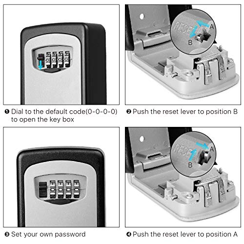 Flexzion Key Lock Box - Key Storage Safe Box Cabinets Wall Mounted 4 Digit Combination Lock, Security Key Holder, Code Storage Case, Cipher Lock Box For House Indoors Outdoors Weather Rust Resistant #TOP4