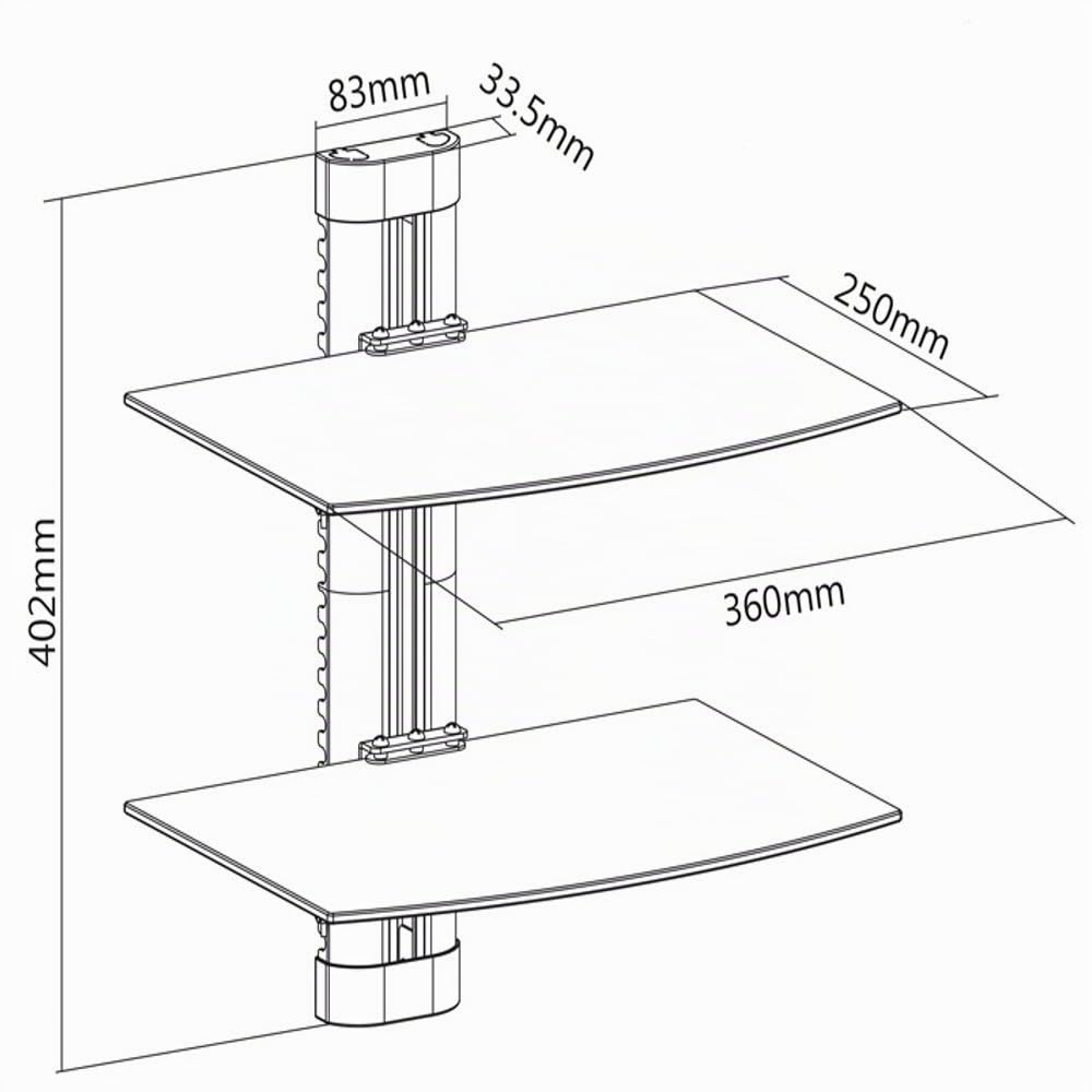 Maclean MC-662 Support étagère pour DVD à Double Plateau 8 kg