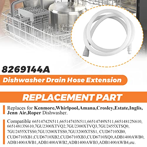 Beaquicy 8269144A Dishwasher Drain Hose Extension 6 1/2 Ft (80 Inches) - Replacement thumb #5