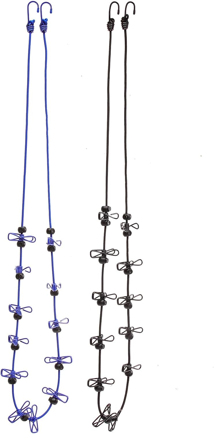 2Pcs Portable Elastic Anti-Slip Clothesline for Camping Outdoor Travel Windproof Lightweight Drying Rope for Socks Light Clothes and Blankets Space-Saving Laundry Cord with Firm