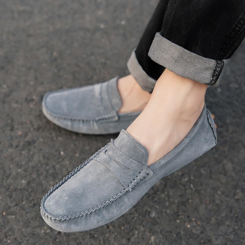 Loafers for Men Round Toe Suede Vamp Penny Driving Loafers Moc Shoes Slip Resistant Flexible Lightweight Fashion Casual Slip-ons2