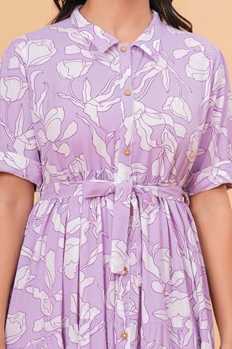 Image of Women's Stylish Floral Printed One-Piece Maxi Dress for Women - Elegant Long Dress
