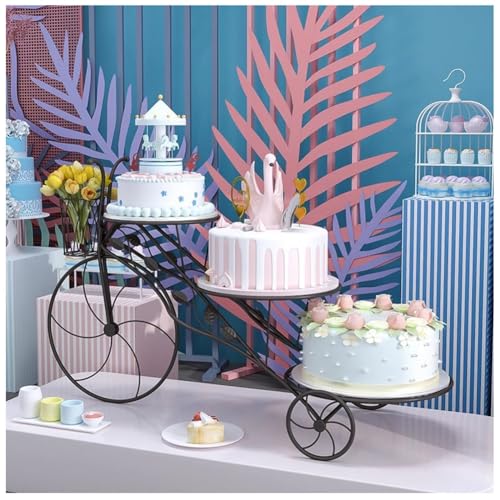 Soporte de metal para tartas, diseño creativo de bicicleta, para cumpleaños y pastelería