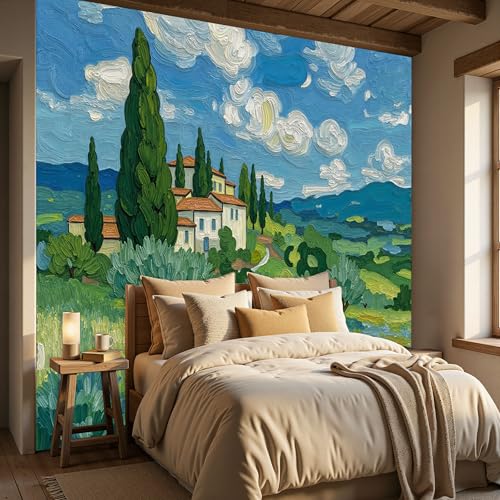 Fresque murale soie paysage de campagne pour décoration murale raffinée - 5