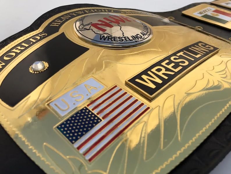 NWA Domed Globe World Heavyweight Wrestling Championship Replica Belt - Adult Size Title Belt, Genuine Leather-2MM Brass